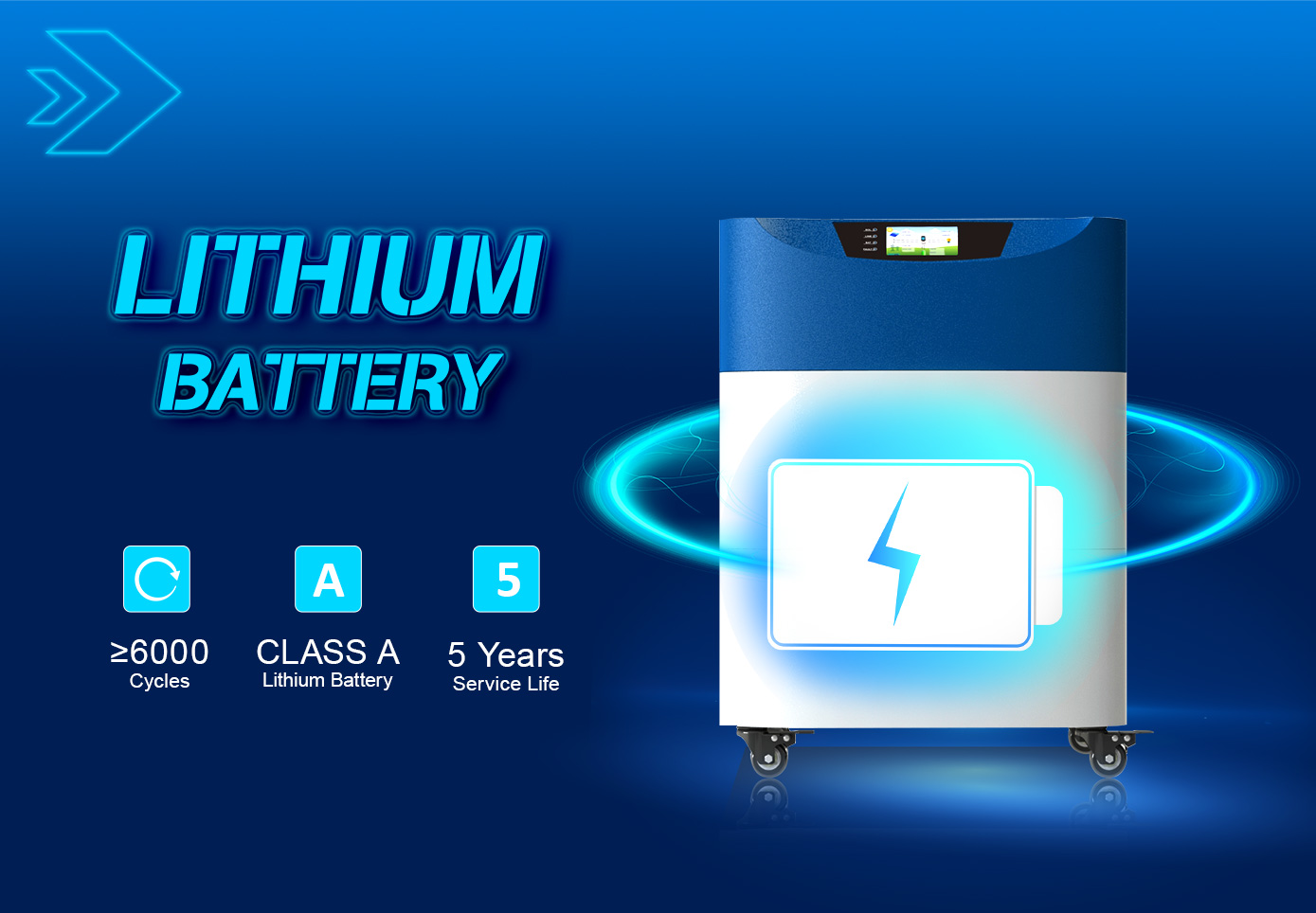 Batteria al litio nuova di zecca da 6000 cicli integrata e ha una durata di 5 anni.