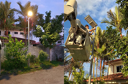 Lampione solare tutto In uno da 100W nei villaggi malesi