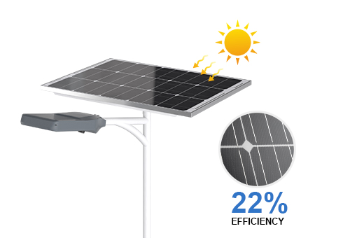 Pannelli solari monocristallini con tasso di conversione ad alta efficienza del 18%-20%, che possono anche essere caricati in ambienti a bassa luminosità, ricarica intelligente durante il giorno e luci intelligenti di notte.