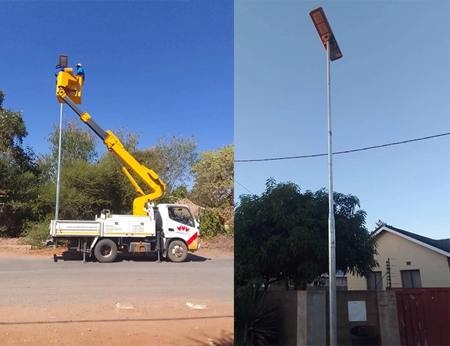 Lampione stradale a led solare integrato tutto in uno