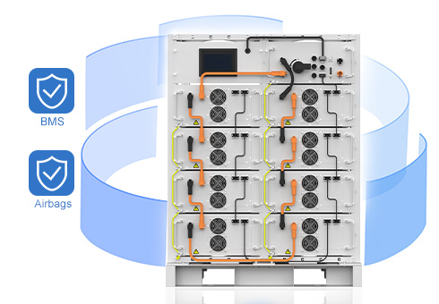 Sistema di gestione intelligente BMS e airbag per garantire un funzionamento sicuro e affidabile del sistema.
